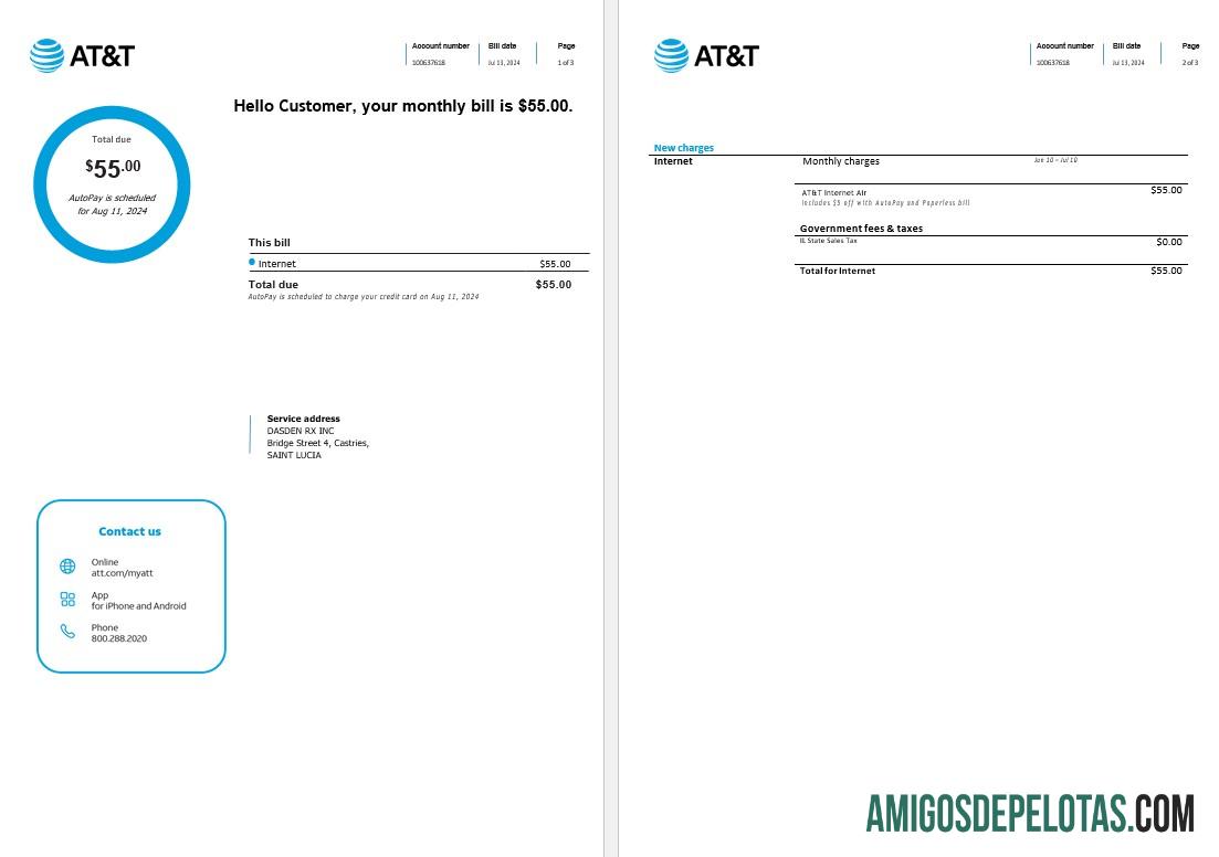 em branco Santa Lúcia Internet Business Utility Bill Modelo Word e PDF, 3 páginas1